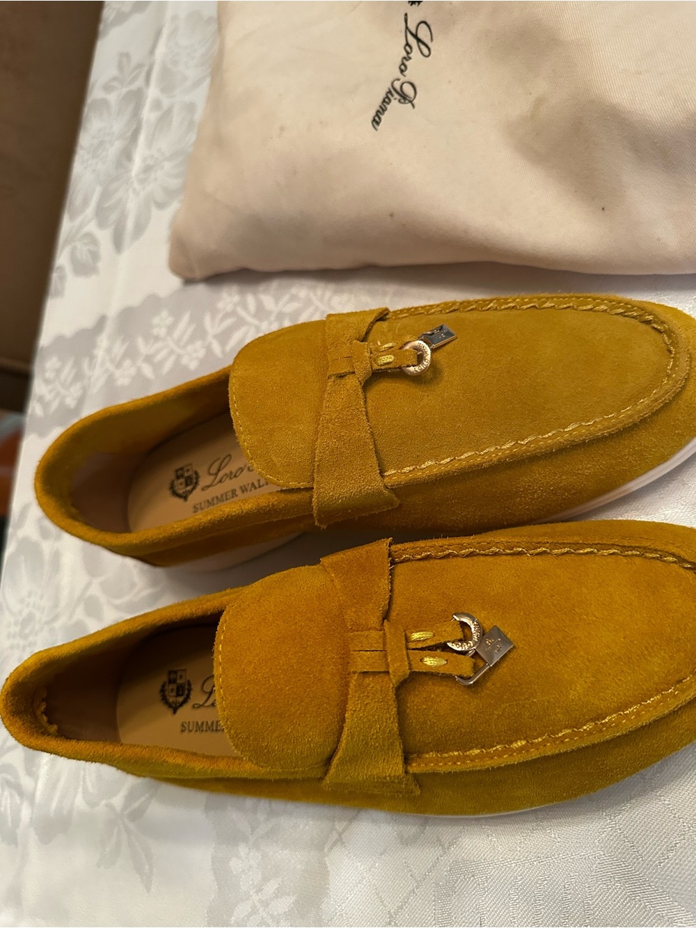Women's Suede Loafers in Mustard